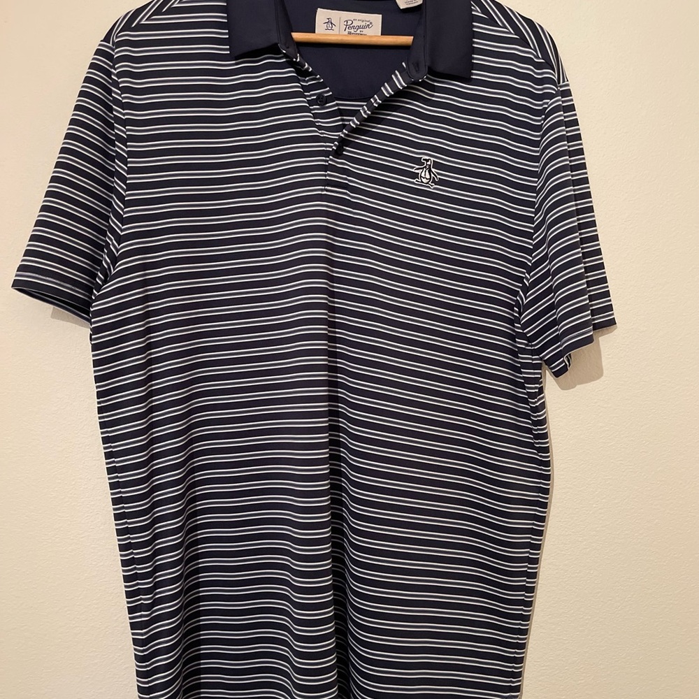 Original Penguin Men's Navy Striped Polo Shirt
